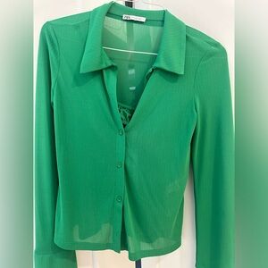 Zara green shirt with bralette size small